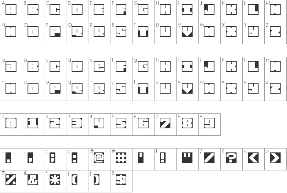 cearlbox font character map preview