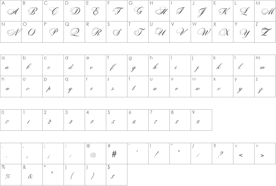 Cecilian font character map preview