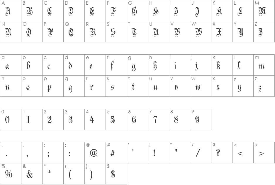 CelebrationTextPlain font character map preview