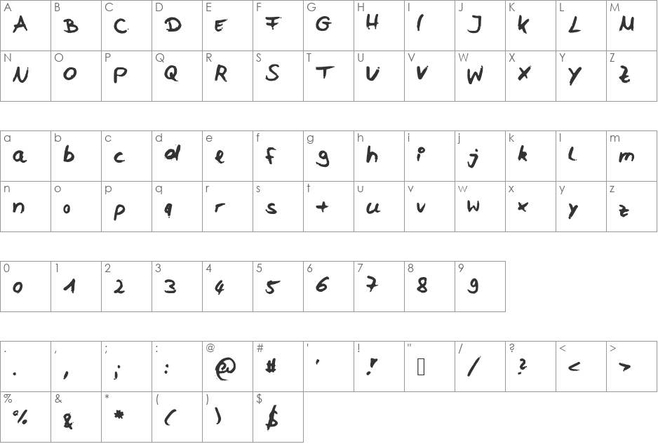 Celi font character map preview