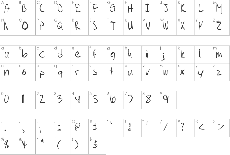 Celi font character map preview