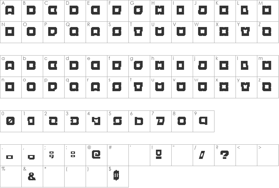 Cell Bloch font character map preview