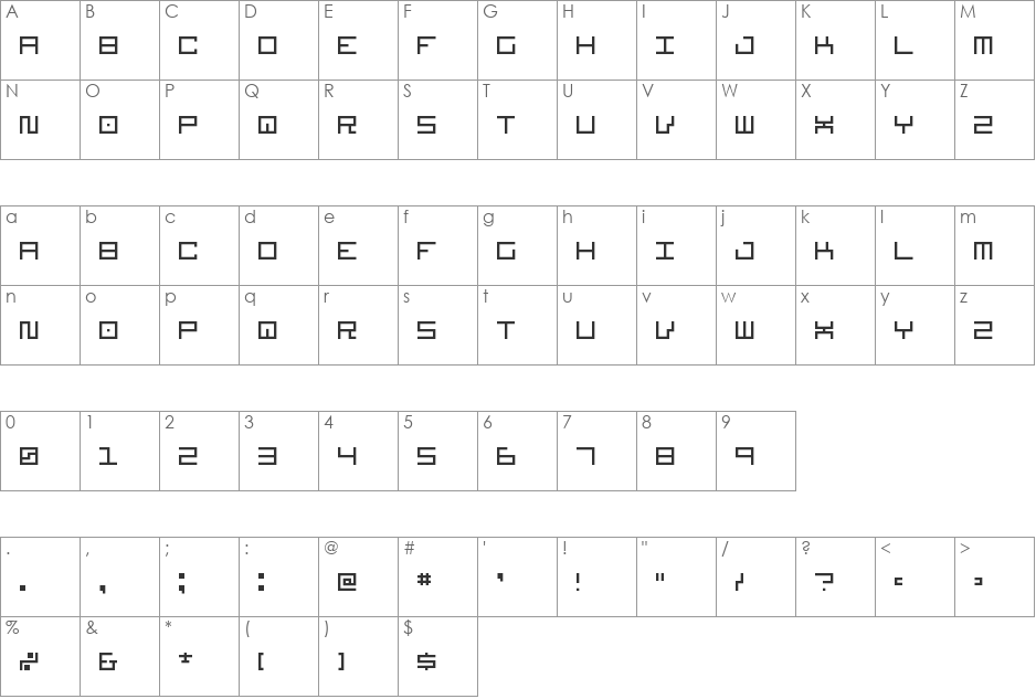 Cellblock NBP font character map preview