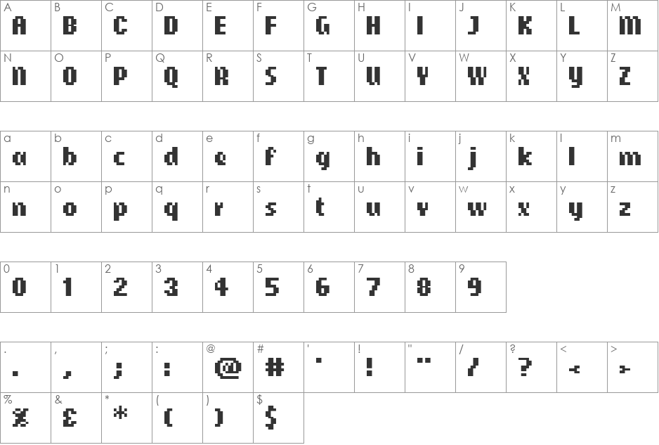 CellularTallBold font character map preview