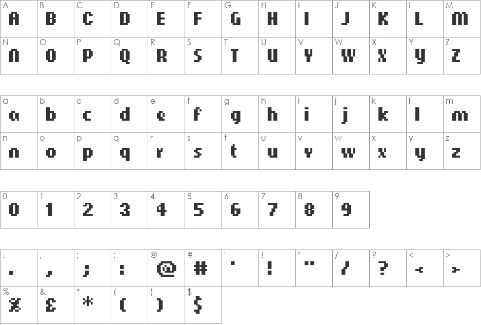 CellularTallSansBold font character map preview