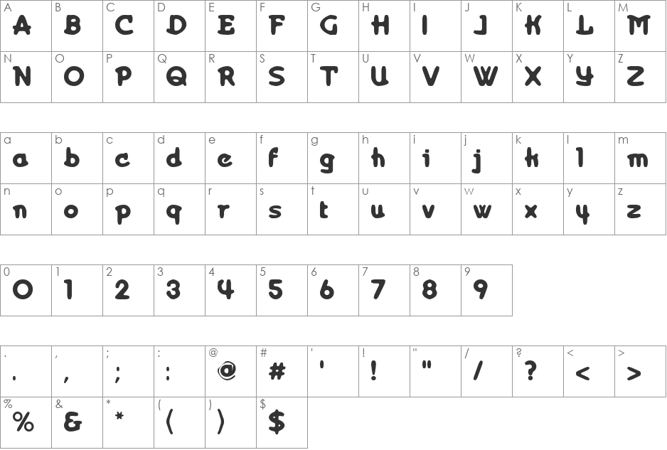 Celon font character map preview