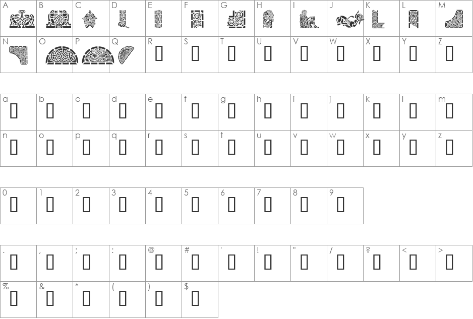 Celtic Designs II font character map preview