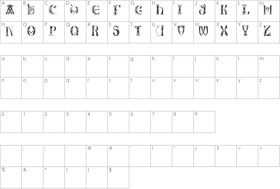 CelticaBlack font character map preview