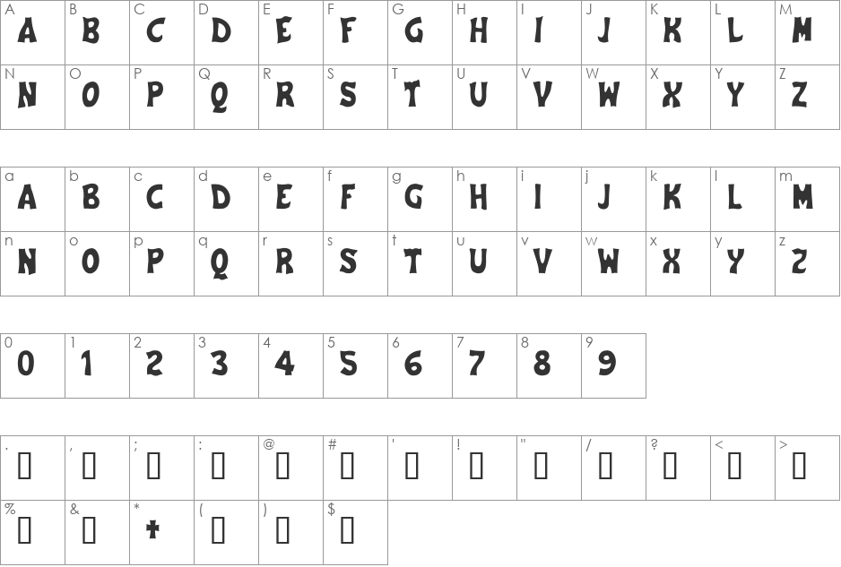 Cementeria font character map preview