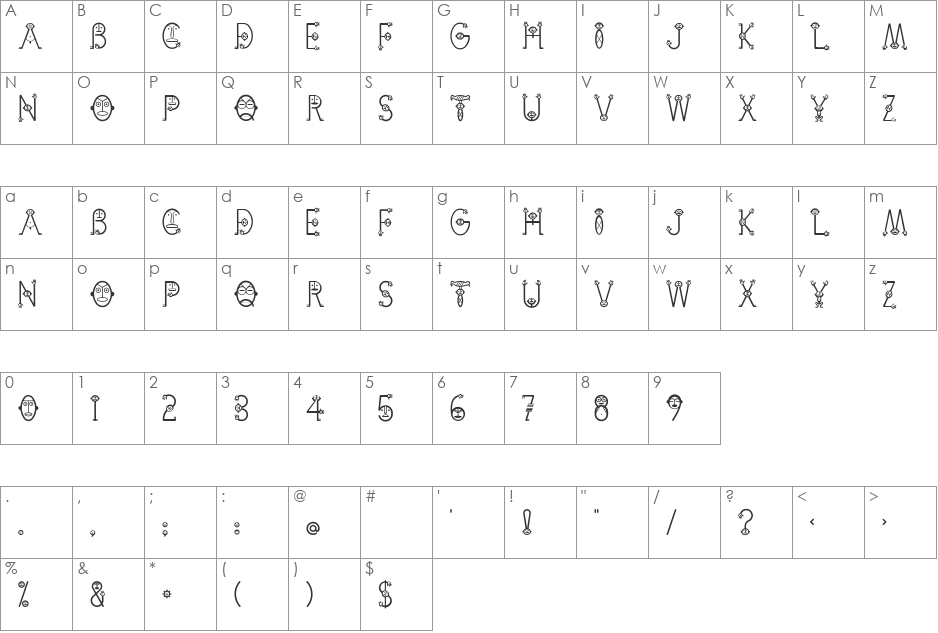 Cemi-Taino font character map preview
