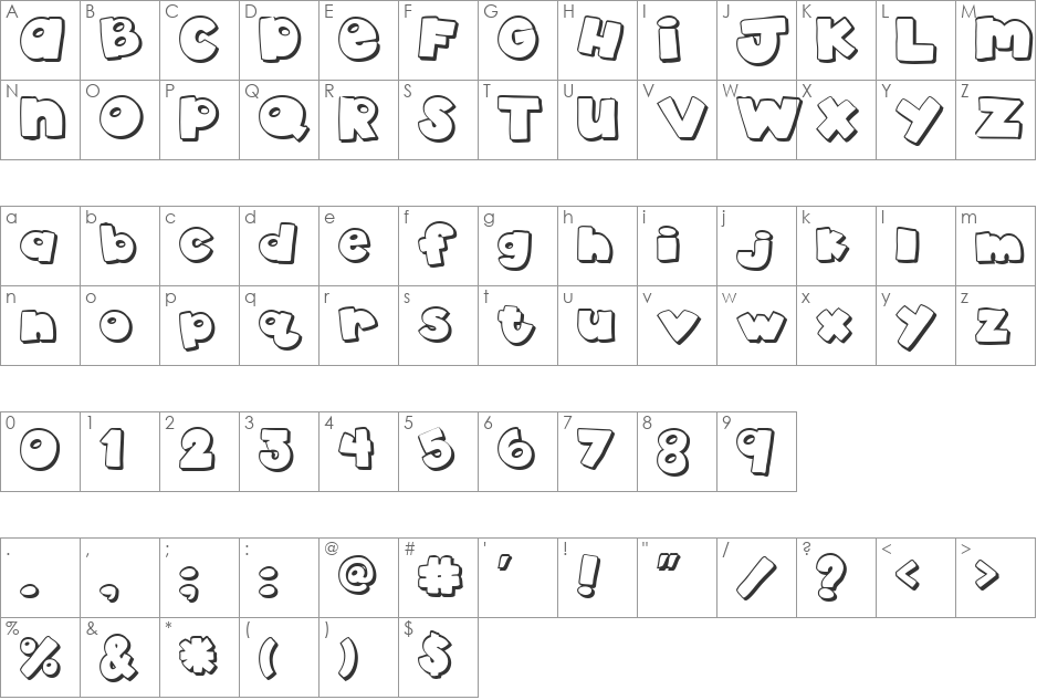 akaDylan Open font character map preview