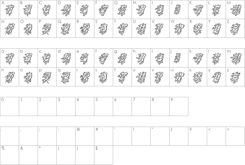 CentennialScriptFancy Three font character map preview