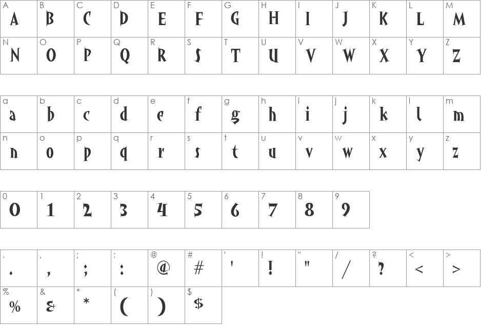 akaHoggle font character map preview