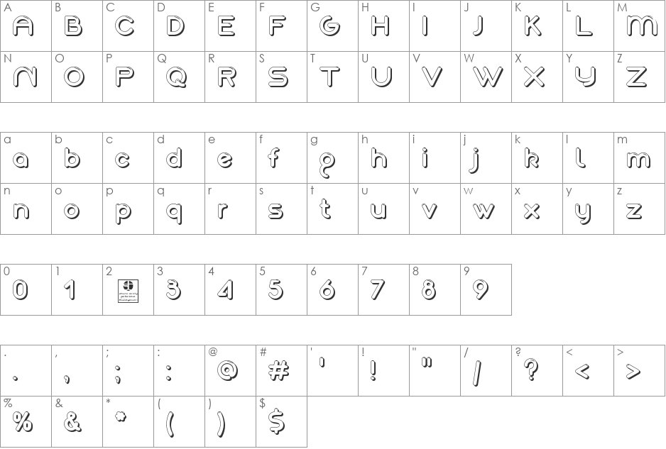 Akaju font character map preview
