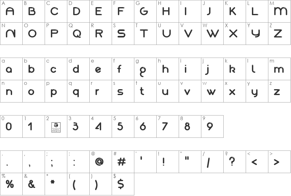 Akaju Shine font character map preview