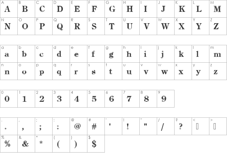 CenturyOldStyTBolIn1 font character map preview