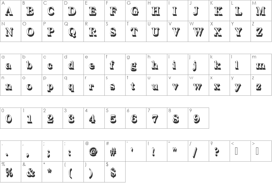 CenturyOldStyTBolSh1 font character map preview