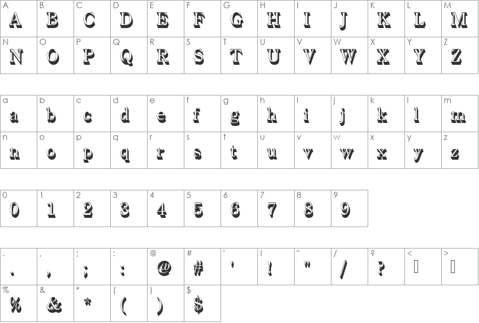 CenturyOldStyTRegSh1 font character map preview