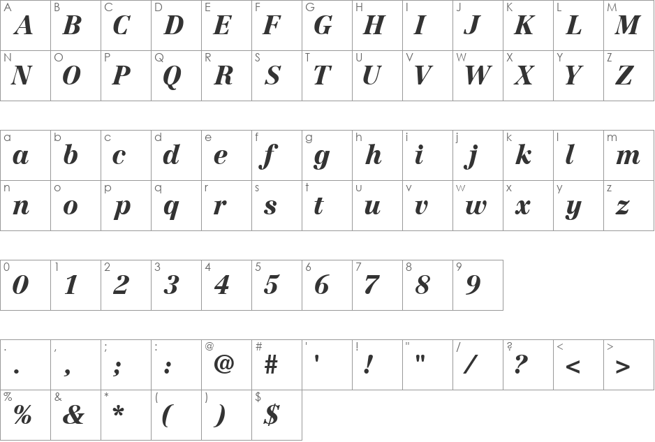 CenturyRepriseBlackSSi font character map preview