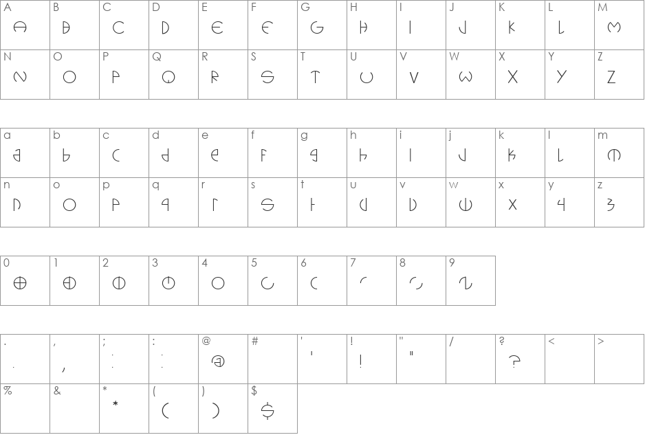 cerclip font character map preview