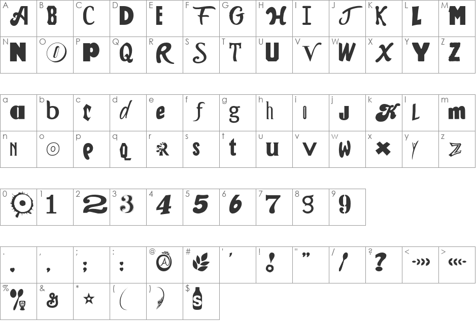 CEREAL KILLERZ font character map preview