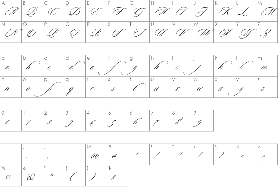 Ceremonious Three font character map preview