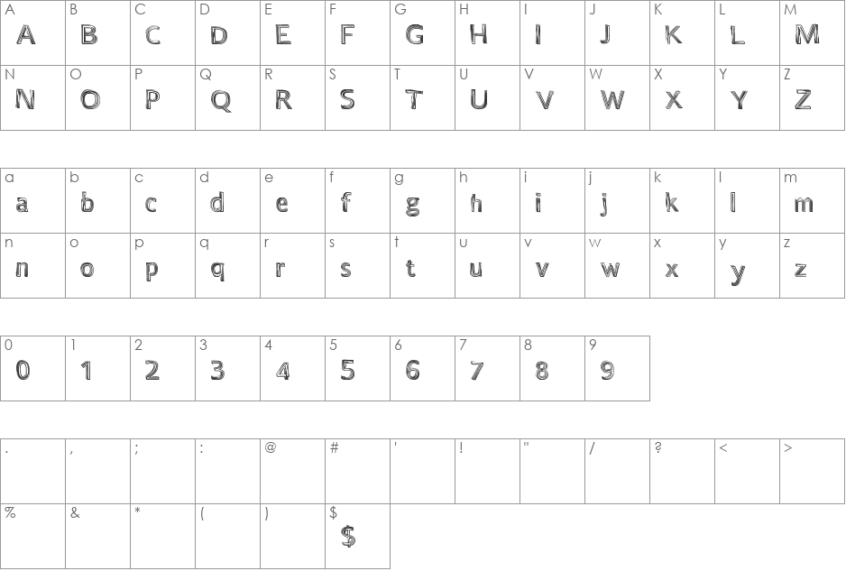 CertainTimes font character map preview