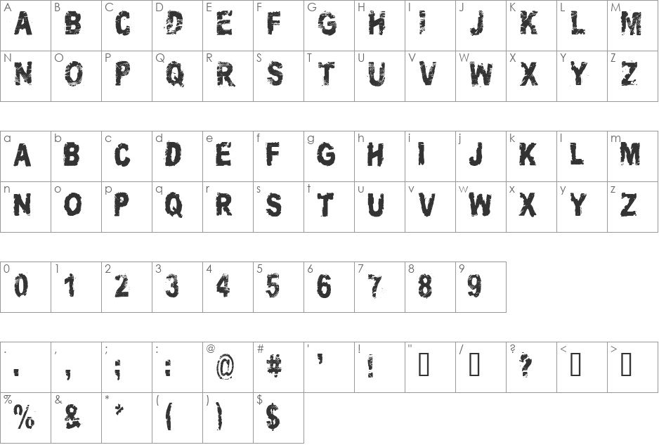 CF Asshole Politicians font character map preview