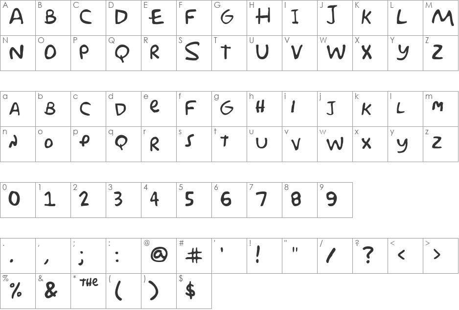 Akbar font character map preview