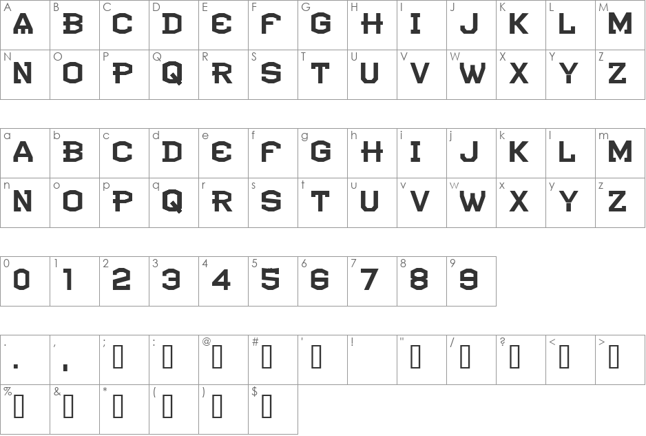 CF Atlantide font character map preview