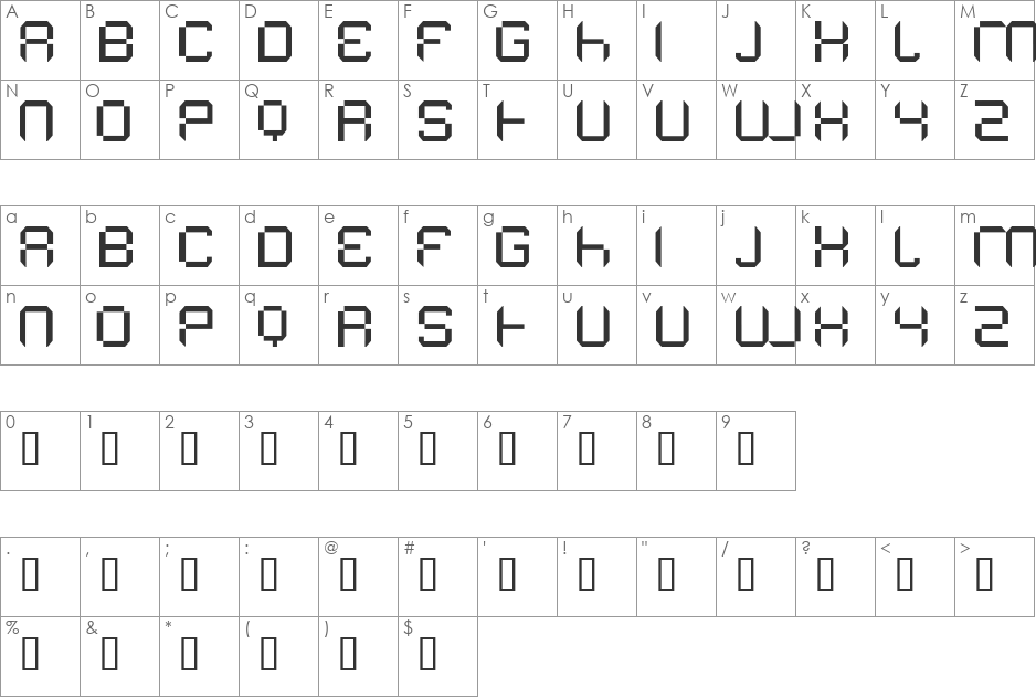 AKEI font character map preview