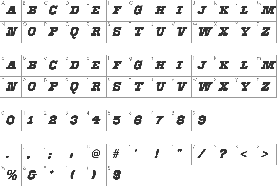 Akenaton font character map preview