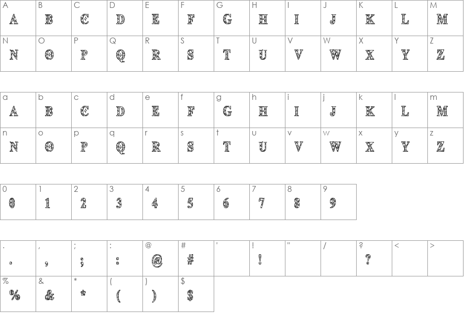 CF Deco 1492 font character map preview