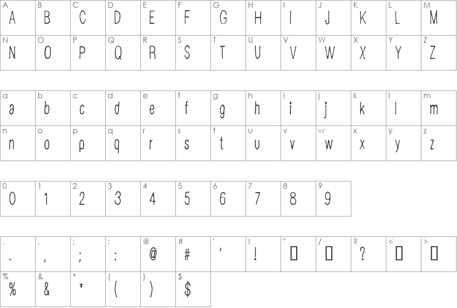 CF Disappointed font character map preview