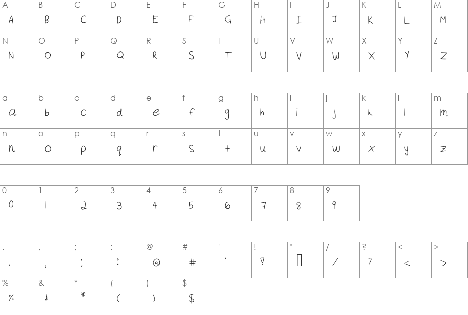 Akeylah__s_Handwriting font character map preview