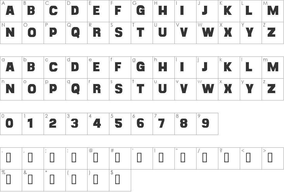 CF Goliath Demo font character map preview