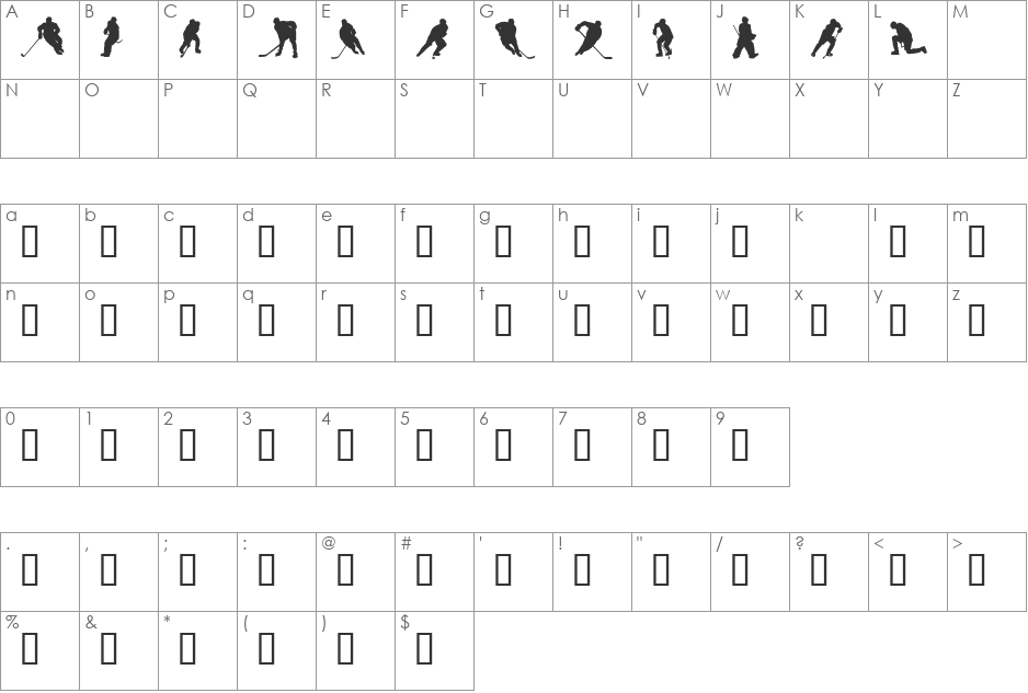 CF Hockey Players font character map preview