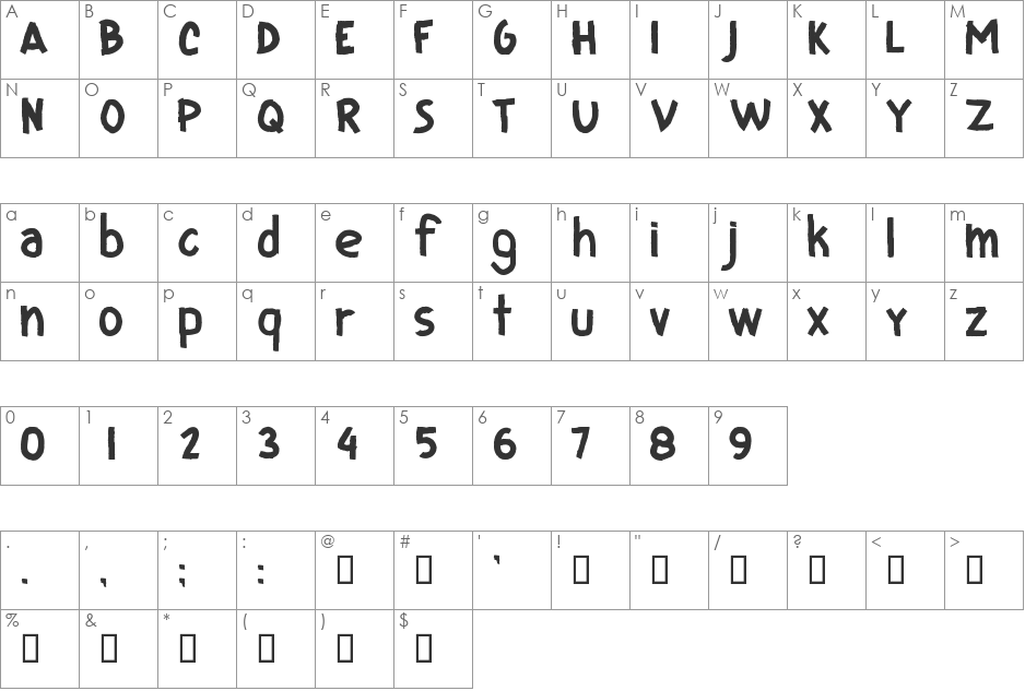 CF I Love Ugly Fonts font character map preview