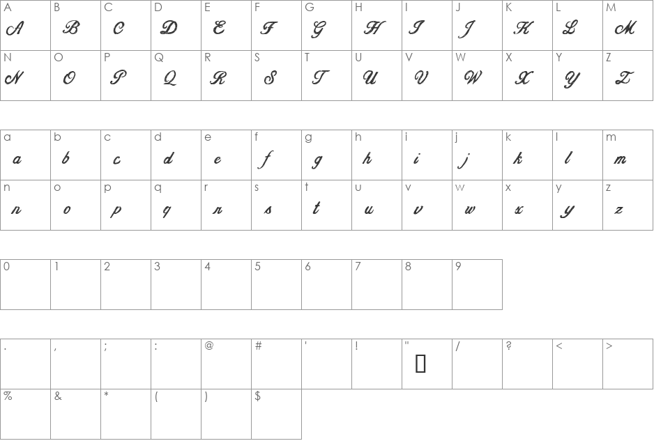 CF Jacques Cartier font character map preview