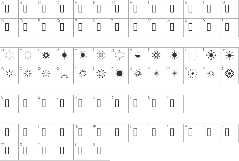 Akhenaten font character map preview