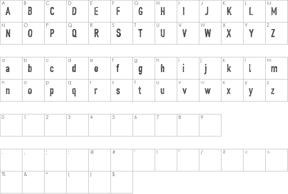 CF John Doe PERSONAL USE font character map preview