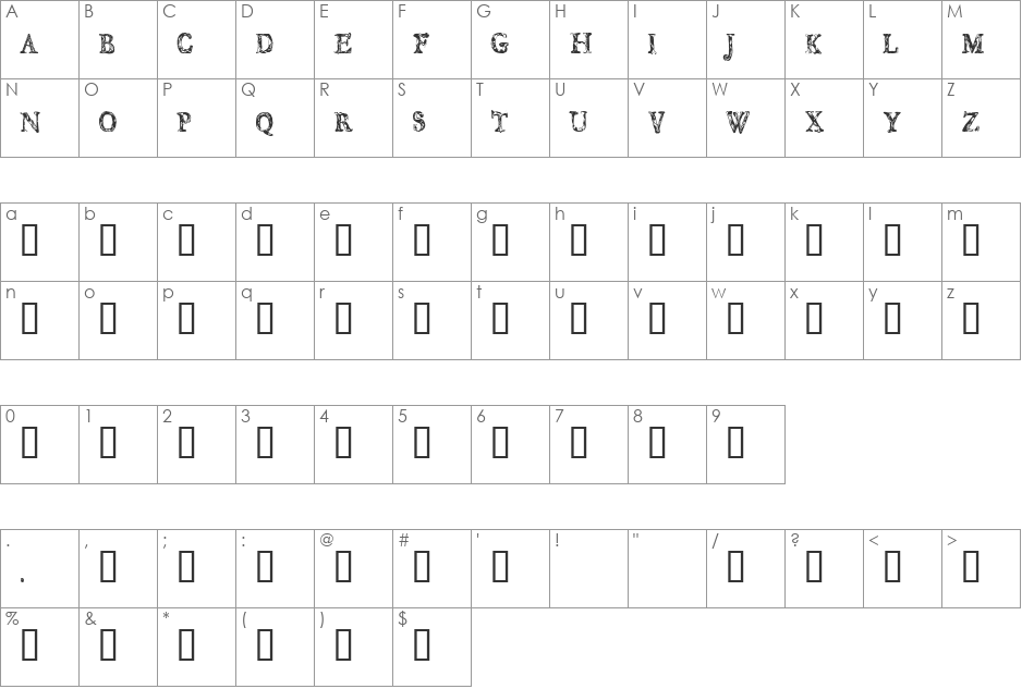 CF JUNGLE font character map preview