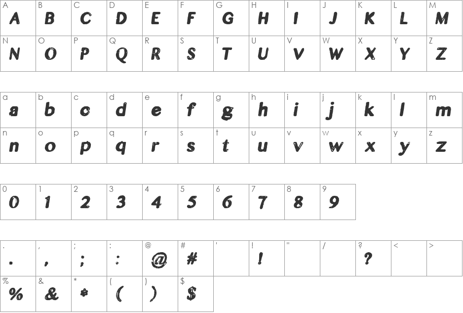 CF Legends of the Fall font character map preview