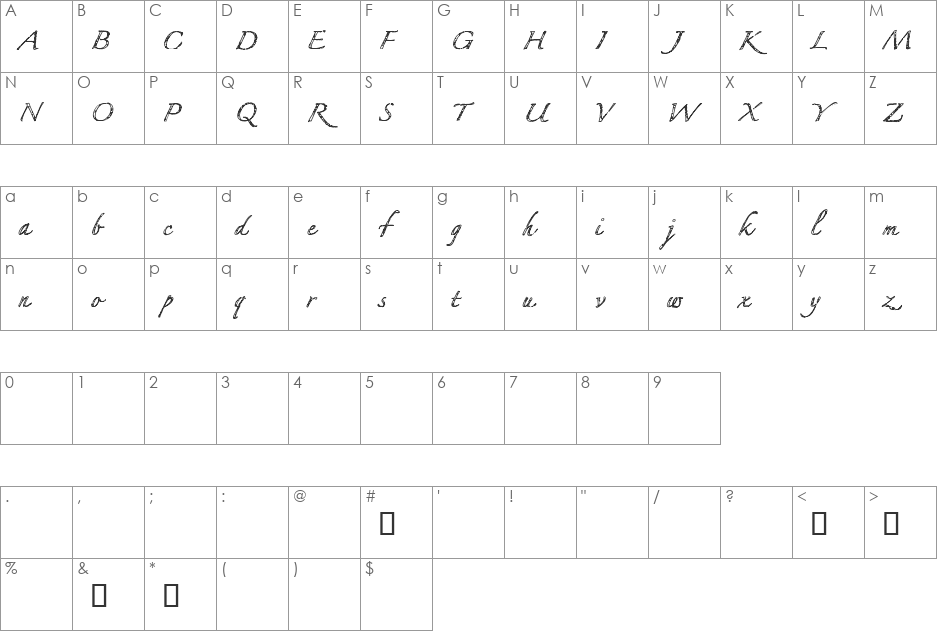 CF MyBestFriend font character map preview