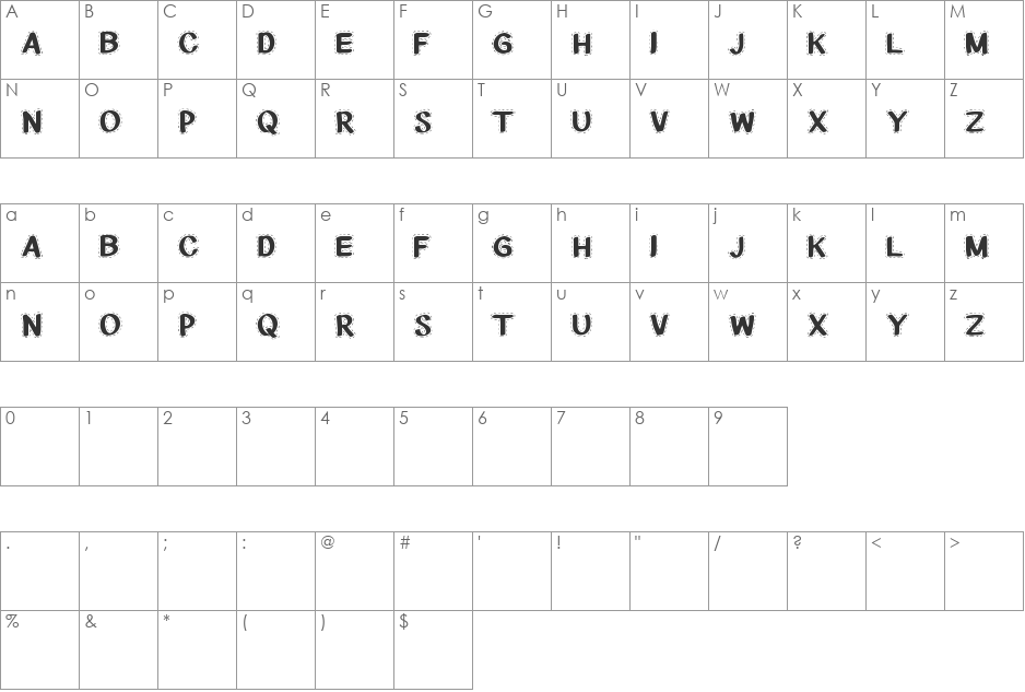 CF National Stitches font character map preview