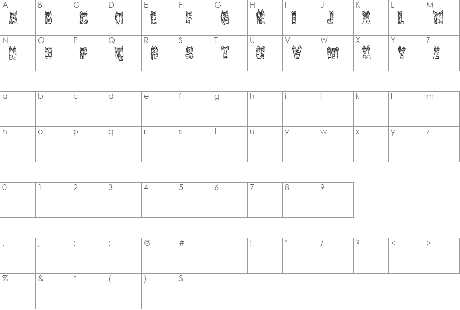 CF NaVia font character map preview