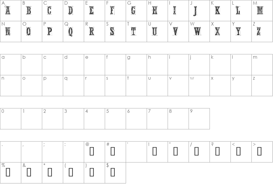 CF Nelson Old Caracters font character map preview