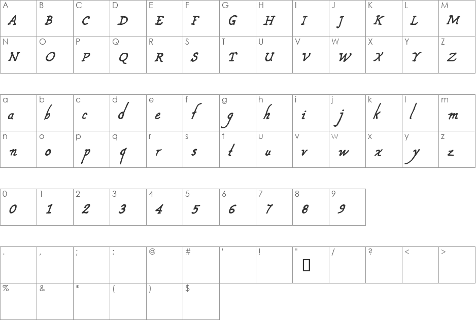 CF Nouvelle France font character map preview