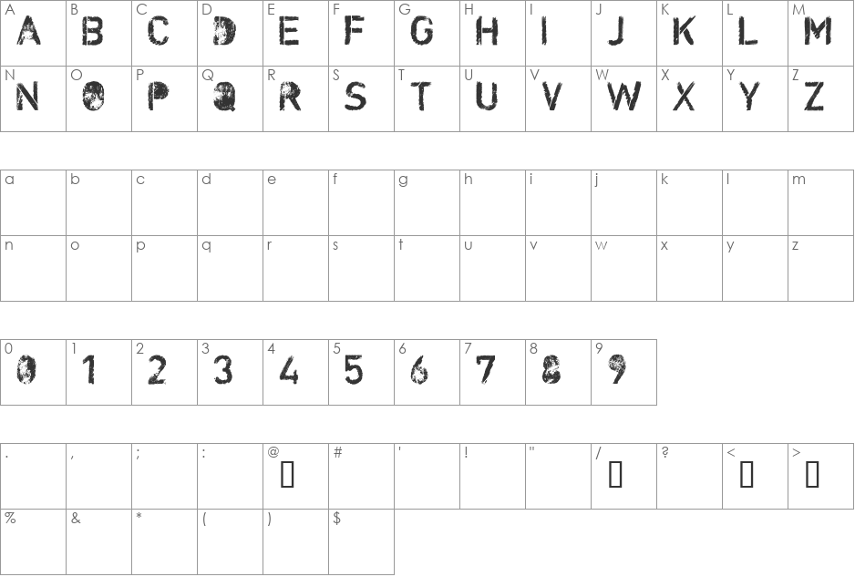 CF Nuclear War font character map preview