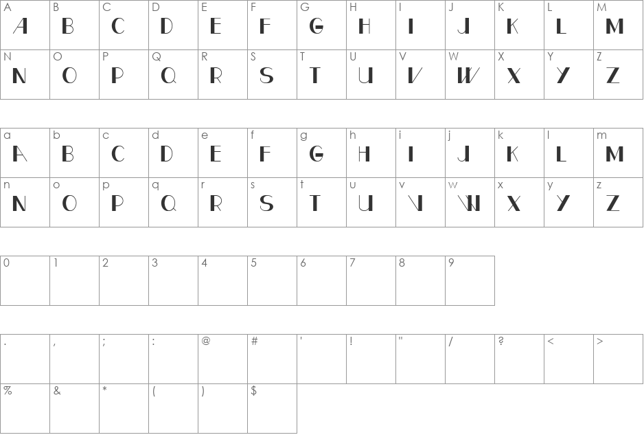 CF Paris font character map preview